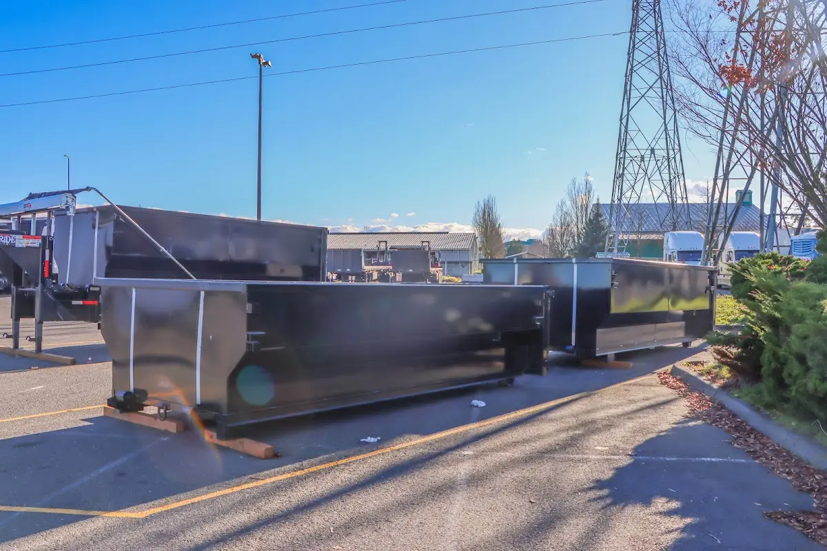 Roll-off dumpster ready for waste disposal at job site for 3 Yard Dumpster Rental in La Grange